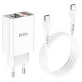 SMTE - Fast Charger Dual Port TypeC+USB with Type C to TypeC 1m cable- C100A