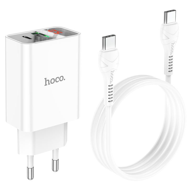 SMTE - Fast Charger Dual Port TypeC+USB with Type C to TypeC 1m cable- C100A