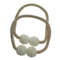 SMTE - 2 Set Curtain Magnetic Pearl Ties - Light Brown
