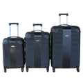 SMTE - 3Piece Black ABS Luggage Set with Silver Accents, Durable &Lightweight