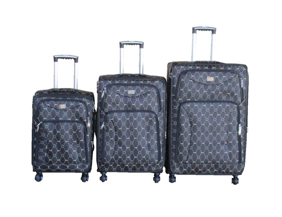 SMTE - 3Piece Expandable Trolley Luggage Set, Black, Spinner Wheels