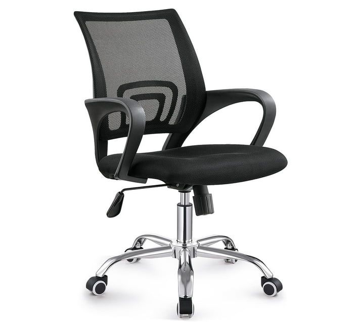 SMTE -  Zippy Netting Back Office Chair with Chrome Base - BLACK