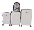 SMTE - Cream 3Piece ABS Spinner Luggage Set + Lion Print Backpack