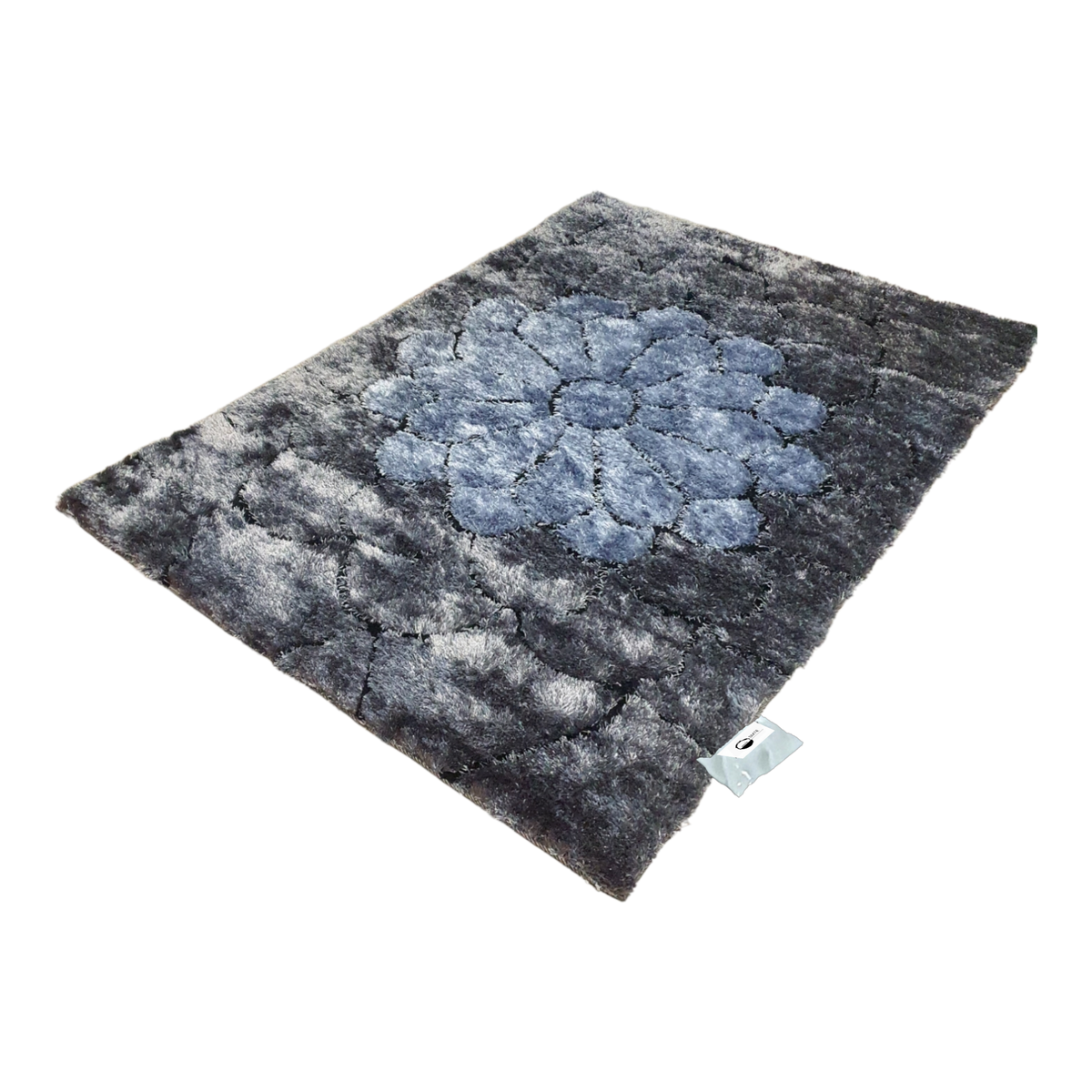 SMTE - Quality Heavy Duty Fluffy/Shaggy Rug & Tieback (Persia-02) - Black