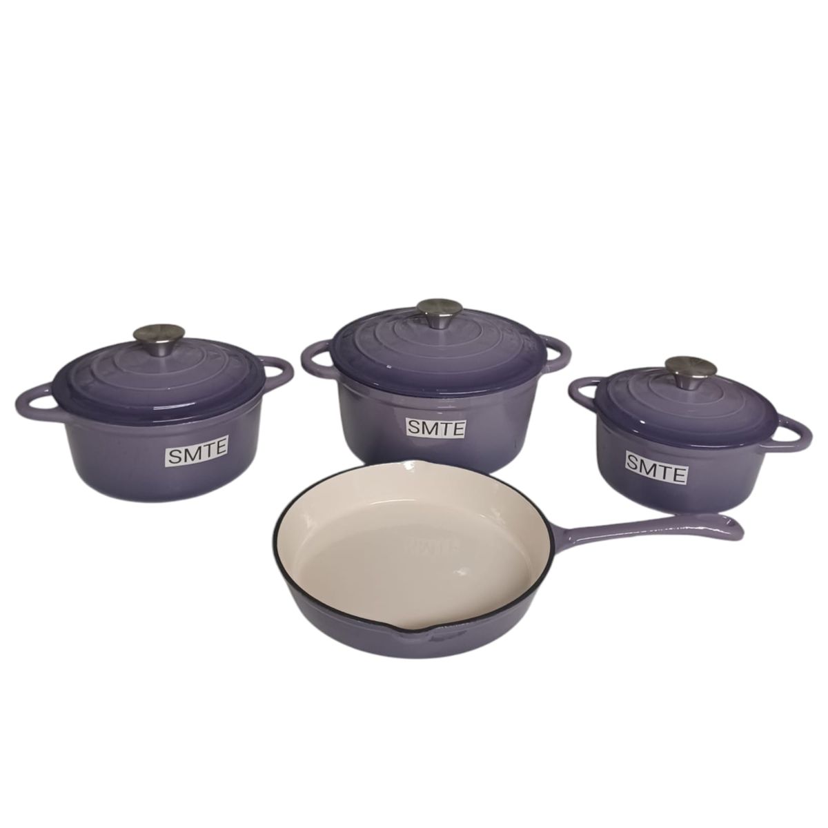SMTE -  7Piece Cast Iron Cookware Set3 Casserole Pots with Lids