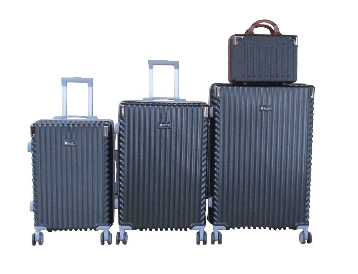 SMTE - Black ABS Hardshell Luggage Set4Piece, Spinner Wheels, TSA Lock