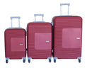 SMTE - TOUGH ABS Maroon Trolley Case Set3 Sizes, Ribbed Design, Spinner Wheels