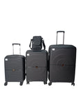 SMTE - 4Piece Hard Shell PP Luggage SetOType Design Travel SuitcasesBlack