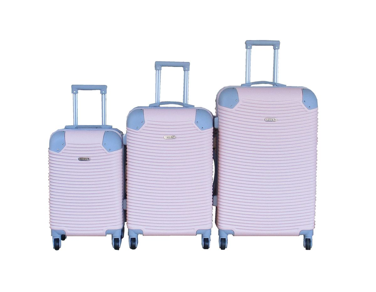 SMTE - 3Piece ABS HardShell Luggage SetSpinner WheelsLight Pink