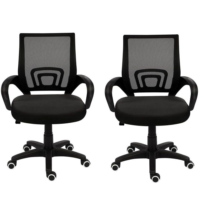 SMTE - 2 Pcs Ergonomic Mid-Back Office Chairs
