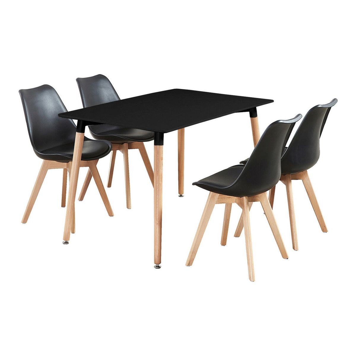 SMTE - Dining Suite / Set - Dining Table with Four Padded Chairs - Black