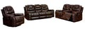 SMTE - Brown PU Leather 6 Seater Recliner Sofa Set with 5 Recliner Seats