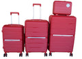 SMTE - Durable Red PP Material Luggage Set with Spinner Wheels & Locks4Pieces