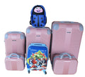 SMTE - 5Piece Pink ABS Luggage Set with Avengers Kids Trolley & Ladybug Backpack
