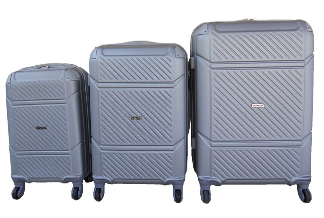 SMTE - ABS Luggage SetSpinner Wheels Durable Travel BagsGeySet of 3