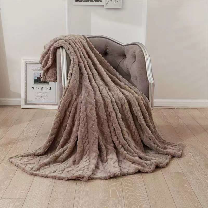 SMTE - Warm Throw Fleece Soft Blankets DoubleDark Brown