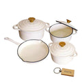 SMTE - Premium 7Piece Cast Iron Cookware Set+  KeychainWhite