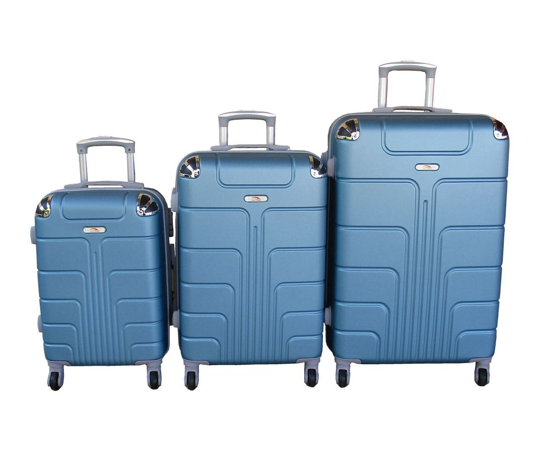 SMTE - Durable 3Piece ABS Luggage Set with Spinner Wheels, Telescopic HandleBlue