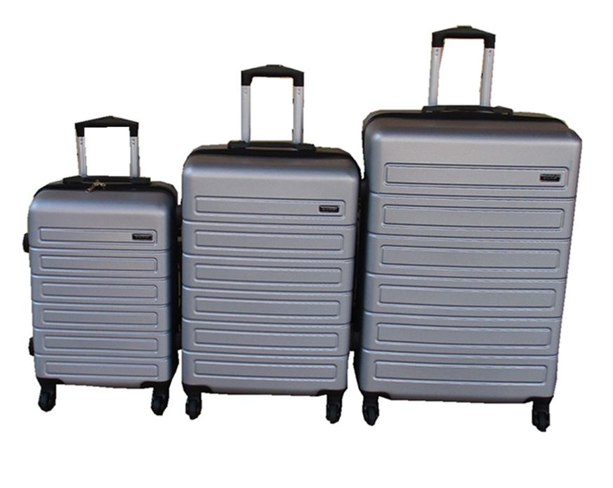 SMTE - ABS HardShell Spinner Wheels Telescoping Handle Luggage SetSilver3Piece