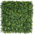 SMTE - Artificial Boxwood with White Flower Green Wall Matting 50cm x 50cm