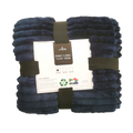SMTE - Ribbed Flannel Fleece Throw - 180x200cm - Navy Blue