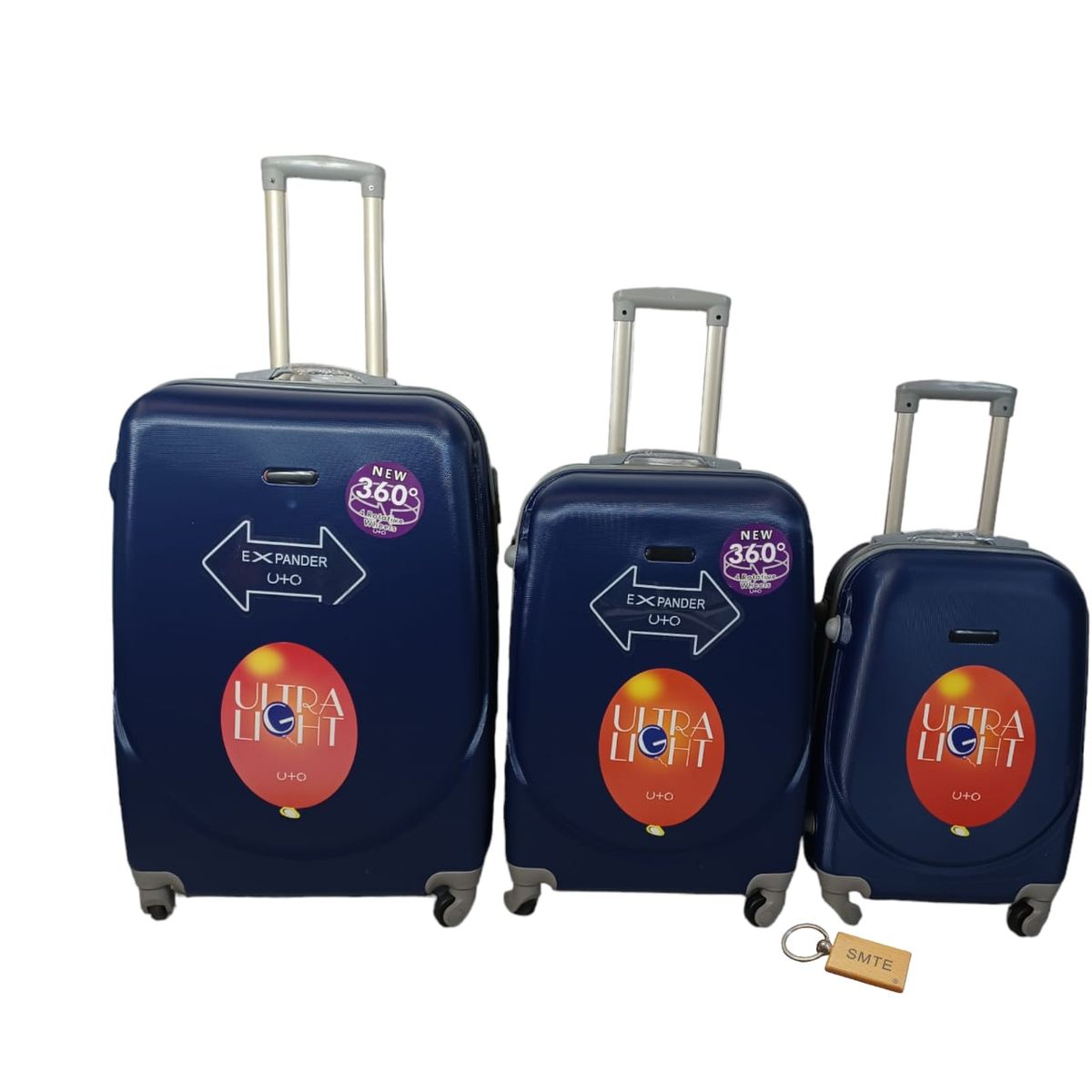 SMTE - 360 Degree Quad Wheel Luggage With  Bag tag3 PieceNavy