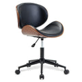 SMTE - Ergonomic U-type Backrest Wood 360° Swivel Office Chair With Gas lift - Black