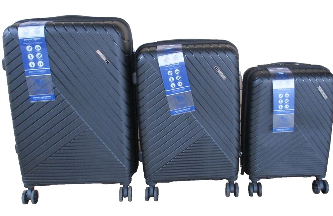 SMTE - GAILY Black PP Hardshell Luggage Set with Spinner Wheels and Lock3Piece