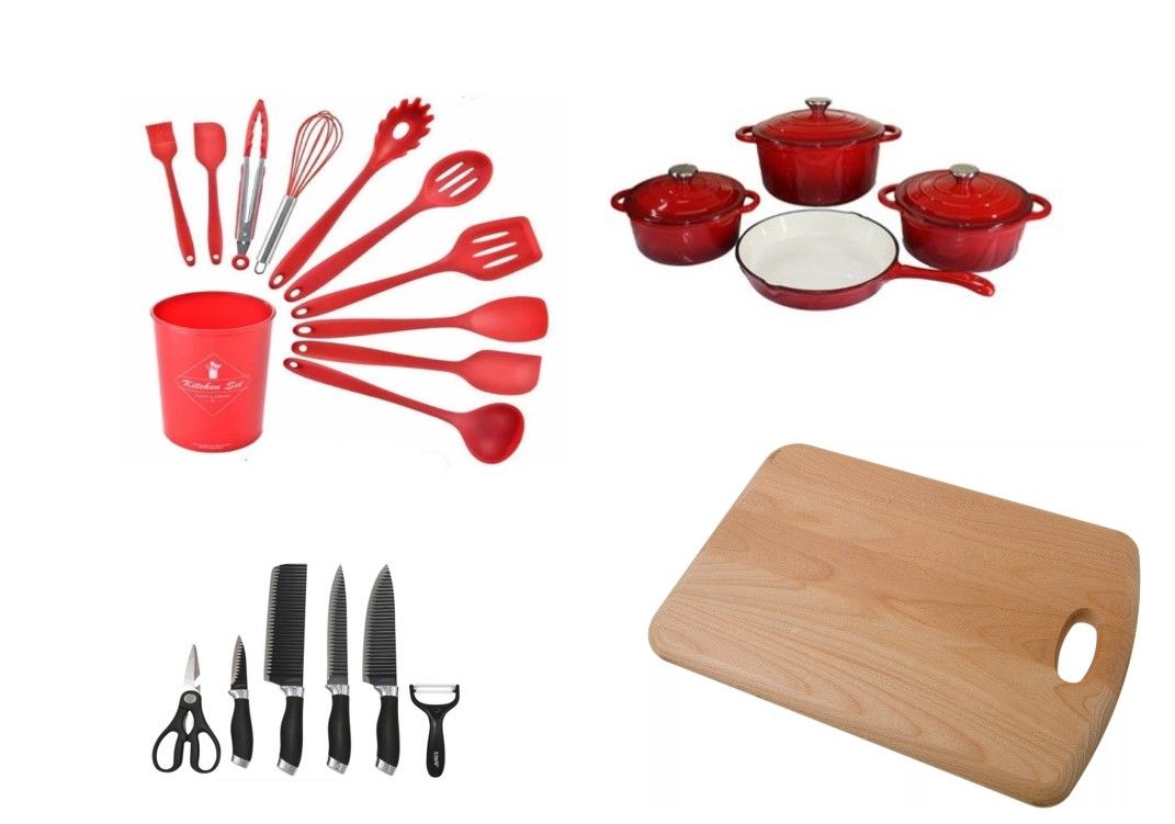 SMTE - 27-Piece Cookware Bundle Combo - Red