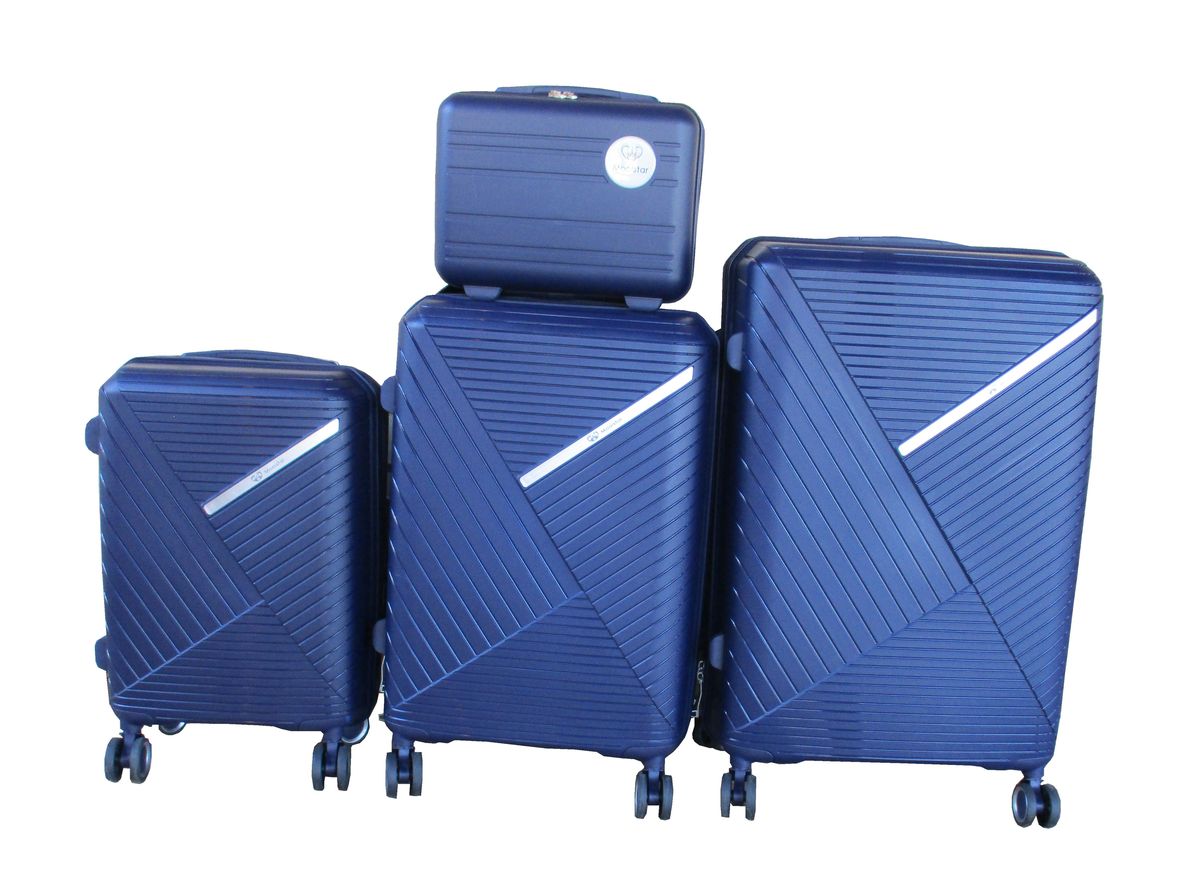 SMTE - Unbreakable Travel Luggage 4 Piece Suitcases Spinner - Royal Blue