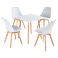 SMTE - Dining Suite / Set - Square Dining Table with Four Padded Chairs - White