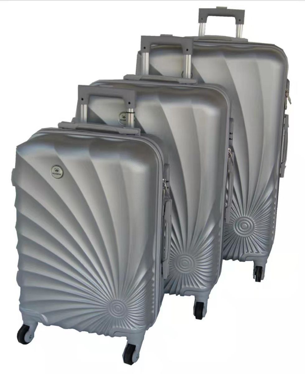 SMTE -  3-Piece Spiral Travel Luggage Bag Set - Silver