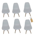 SMTE - Plastic Chair With Wooden Leg Set of 6+  KeychainWhite