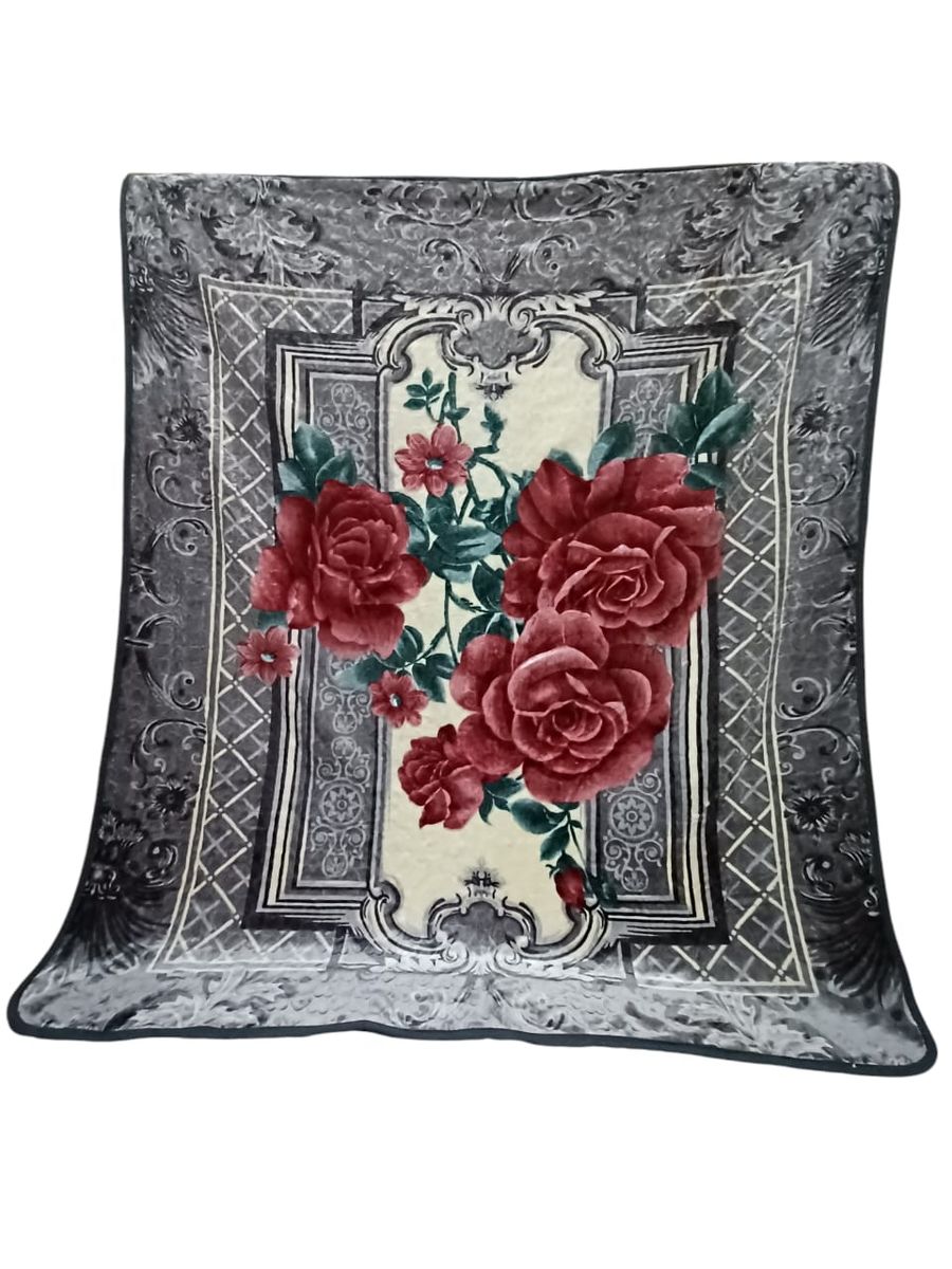 SMTE -  1Ply Blanket Floral Frame Design187cm x 226cm JYB02