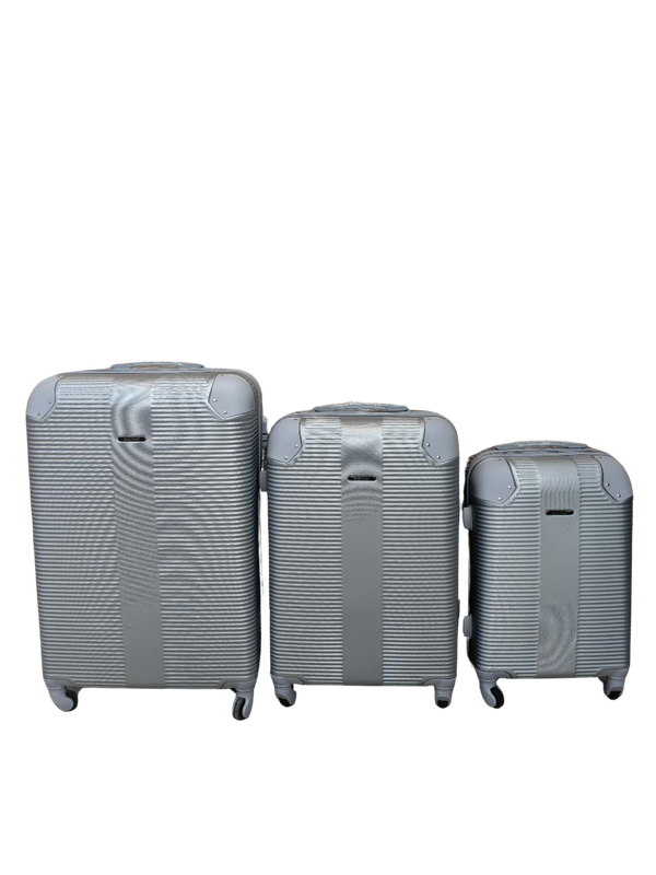 SMTE - Blue Star 3 Piece Hard Shell Luggage SetSilver