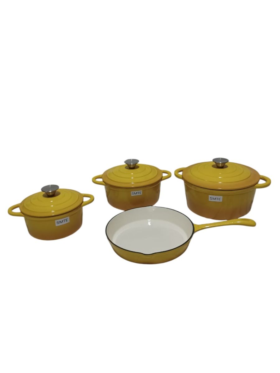 SMTE -  7Piece Cast Iron Pot SetYellow