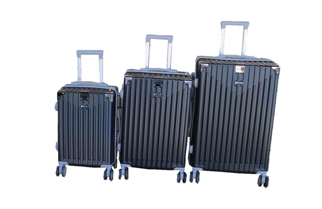 SMTE - Black 3Piece ABS Hard Shell Luggage Set Spinner Wheels & Combination Locks