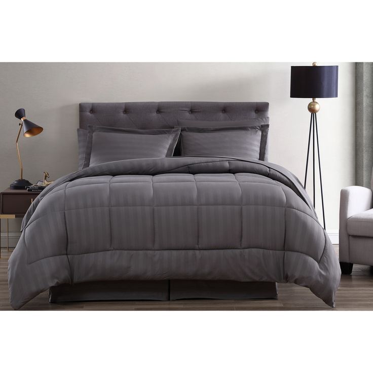 SMTE - Gripitt - 5pc Stripe Comforter Set - Grey