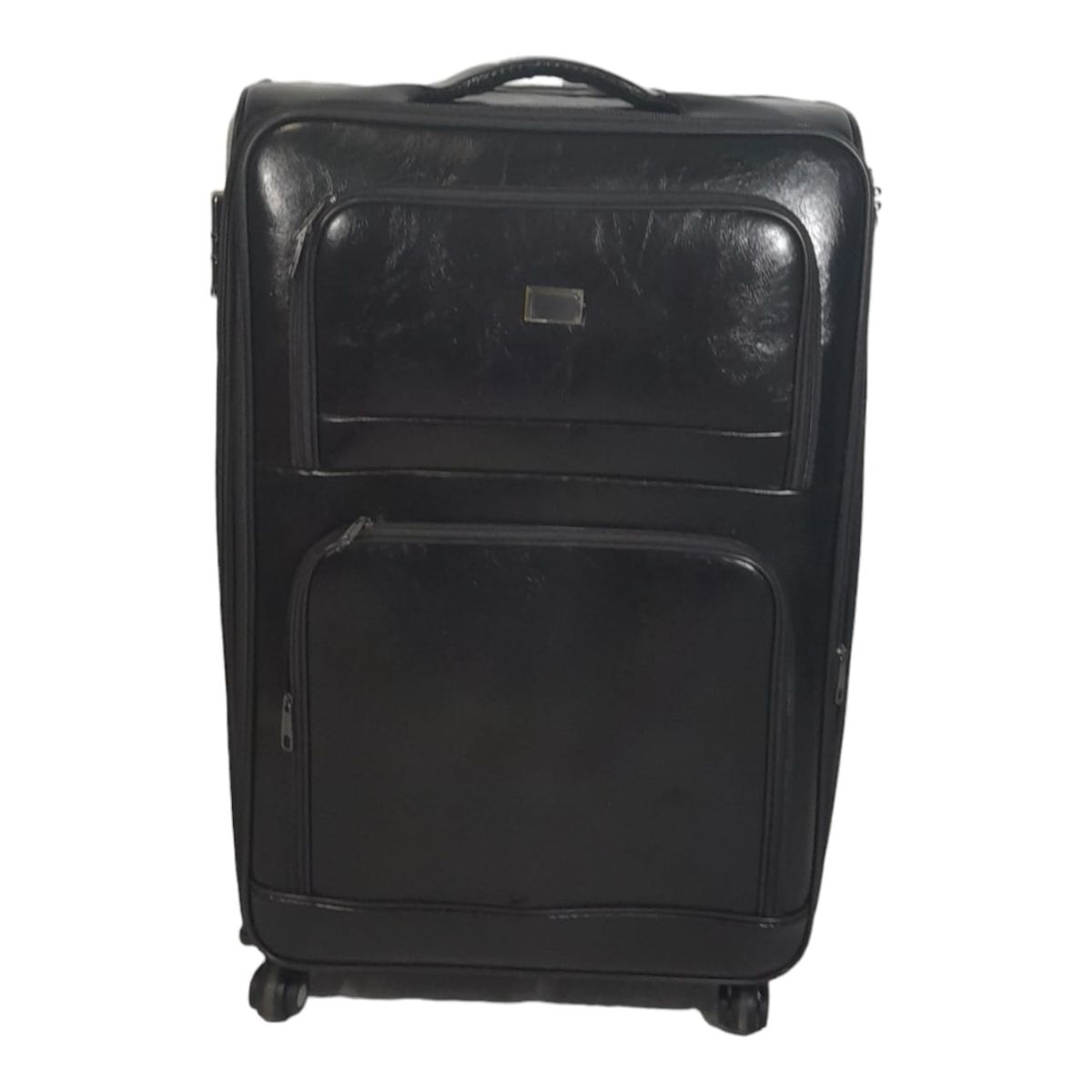 SMTE - Stylish Luggage Bag Set of 1 PU Leather Travel SuitcaseBlack75 cm