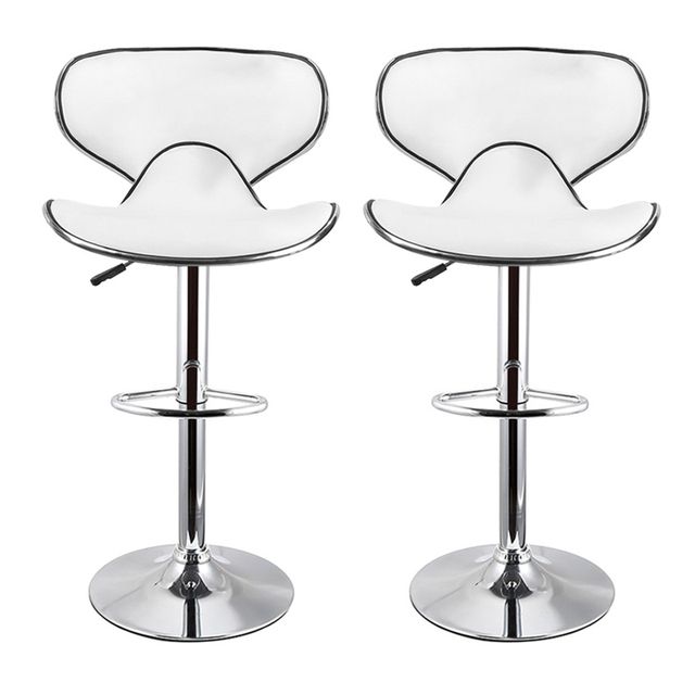 SMTE - Adjustable Height Chairs, Bar Stools - Set of 2 - White