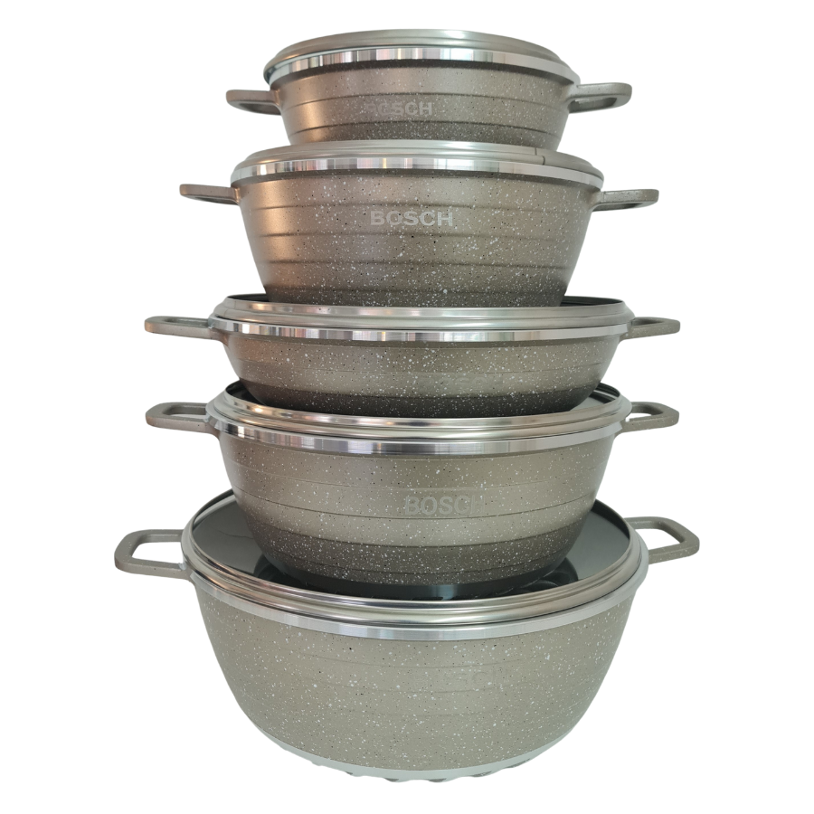 SMTE - 10 Piece dessini Non-Stick Pot Set - Gold
