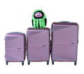 SMTE - Pink 3Piece ABS Trolley Case Set with Green Ladybug Kids Bag
