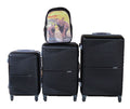 SMTE - Black 3Piece ABS Trolley Luggage Set with Rhino Backpack