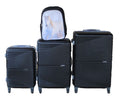 SMTE - Black 3Piece ABS Trolley Luggage Set with Horse Backpack