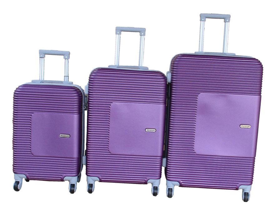 SMTE - TOUGH 3Piece Purple ABS Trolley Case Set with Spinner Wheels and Lock