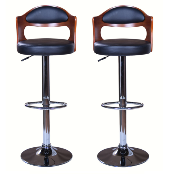 SMTE - New Look - Bar or Kitchen Stools - Set of 2 - Black, Brown