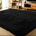 SMTE - Large Light Rug Fluffy Carpet - Black