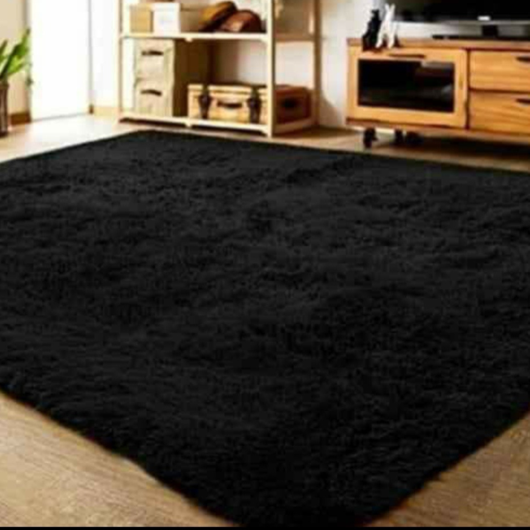 SMTE - Large Light Rug Fluffy Carpet - Black