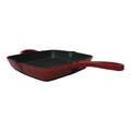 SMTE - Sastro - 1 Piece Quality 25cm Cast Iron Grill Pan Sage - Red, Grey