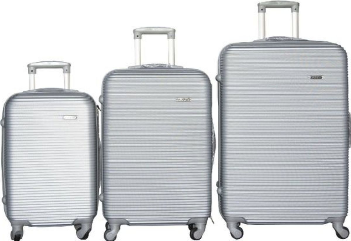 SMTE - Acesa Quality 3 Piece Hard Outer Shell Luggage Set - Silver